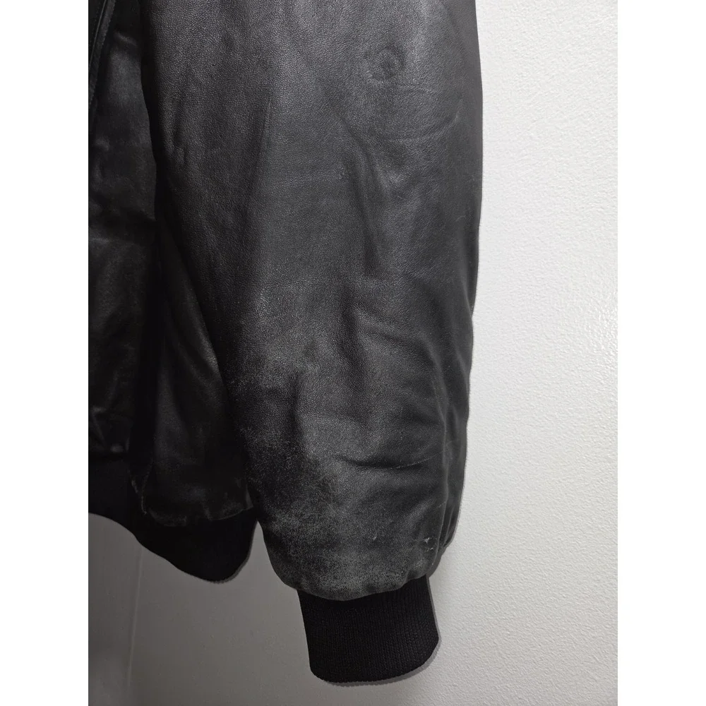 Leather Zippered Men's Jacket Black Size 3XL Roca Wear - Picture 6 of 13